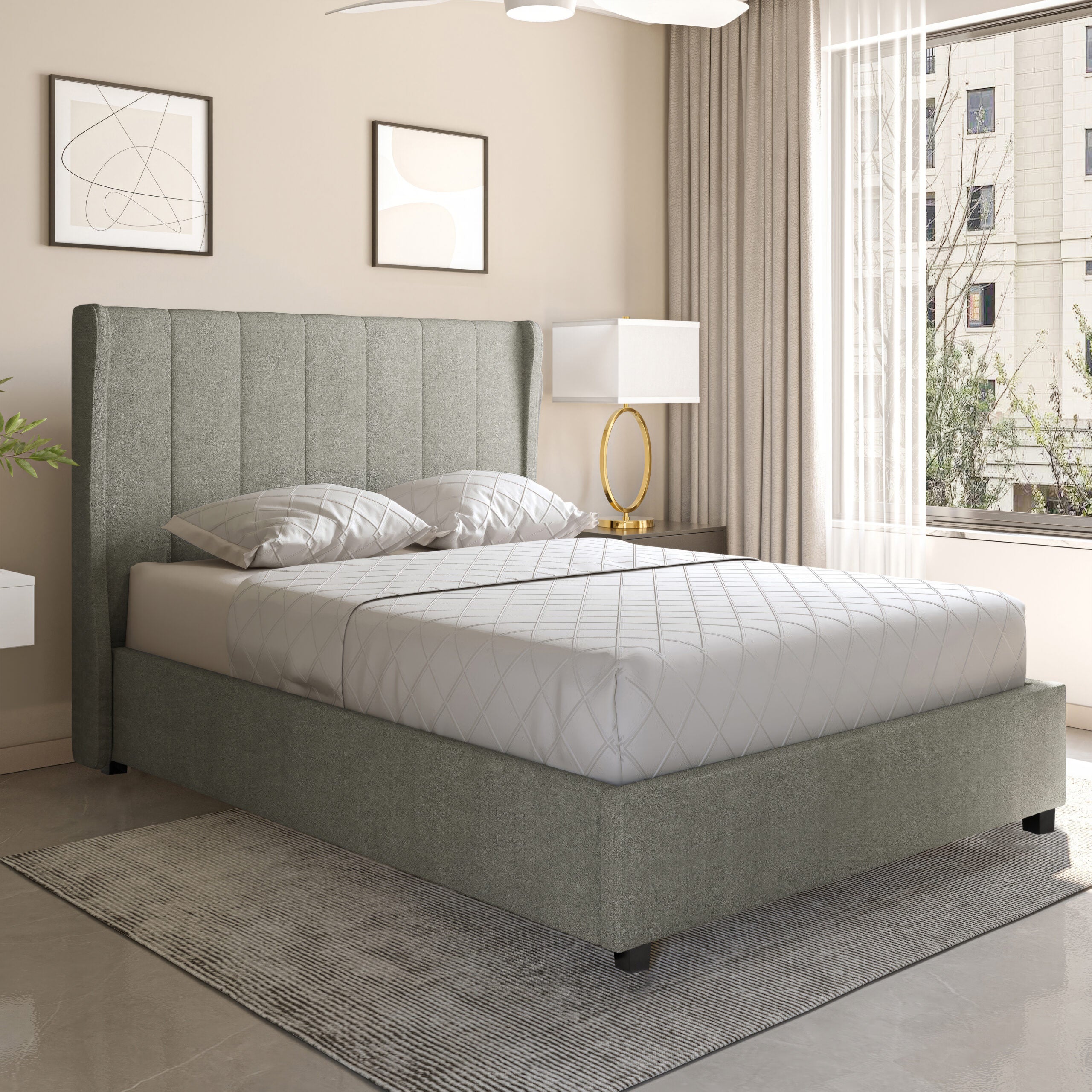 Amelia Double Ottoman Bed -Dark Grey Fabric