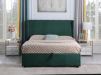 Amelia King Size Ottoman Bed - Green Velvet Fabric