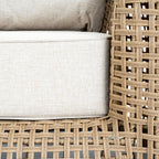 Bloom Collection Outdoor Large Lounge Chair close up of fabric cushion and woven style seat 2