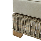Capri Collection Outdoor Foot Stool close up of cusion and woven chair