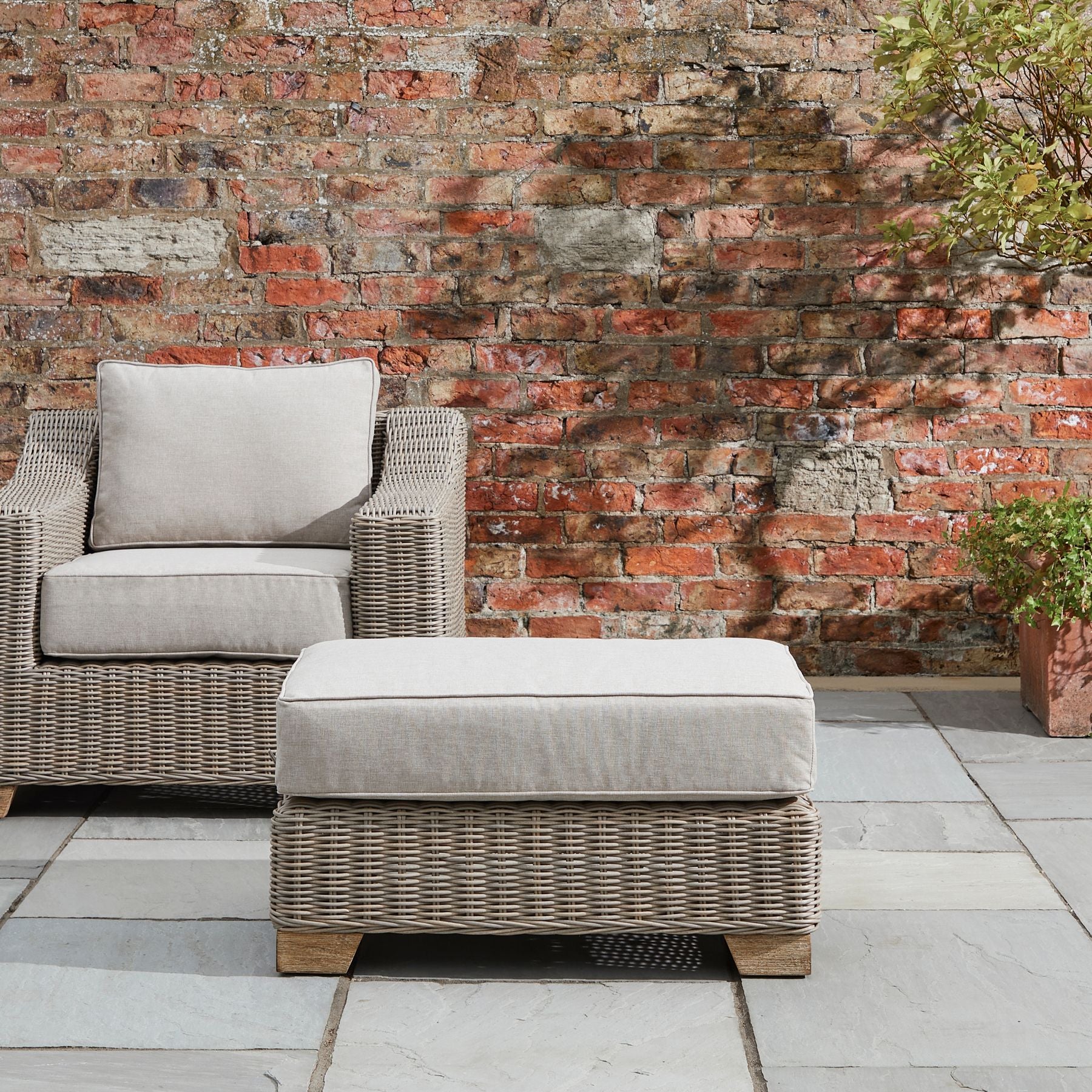 Capri Collection Outdoor Foot Stool in garden