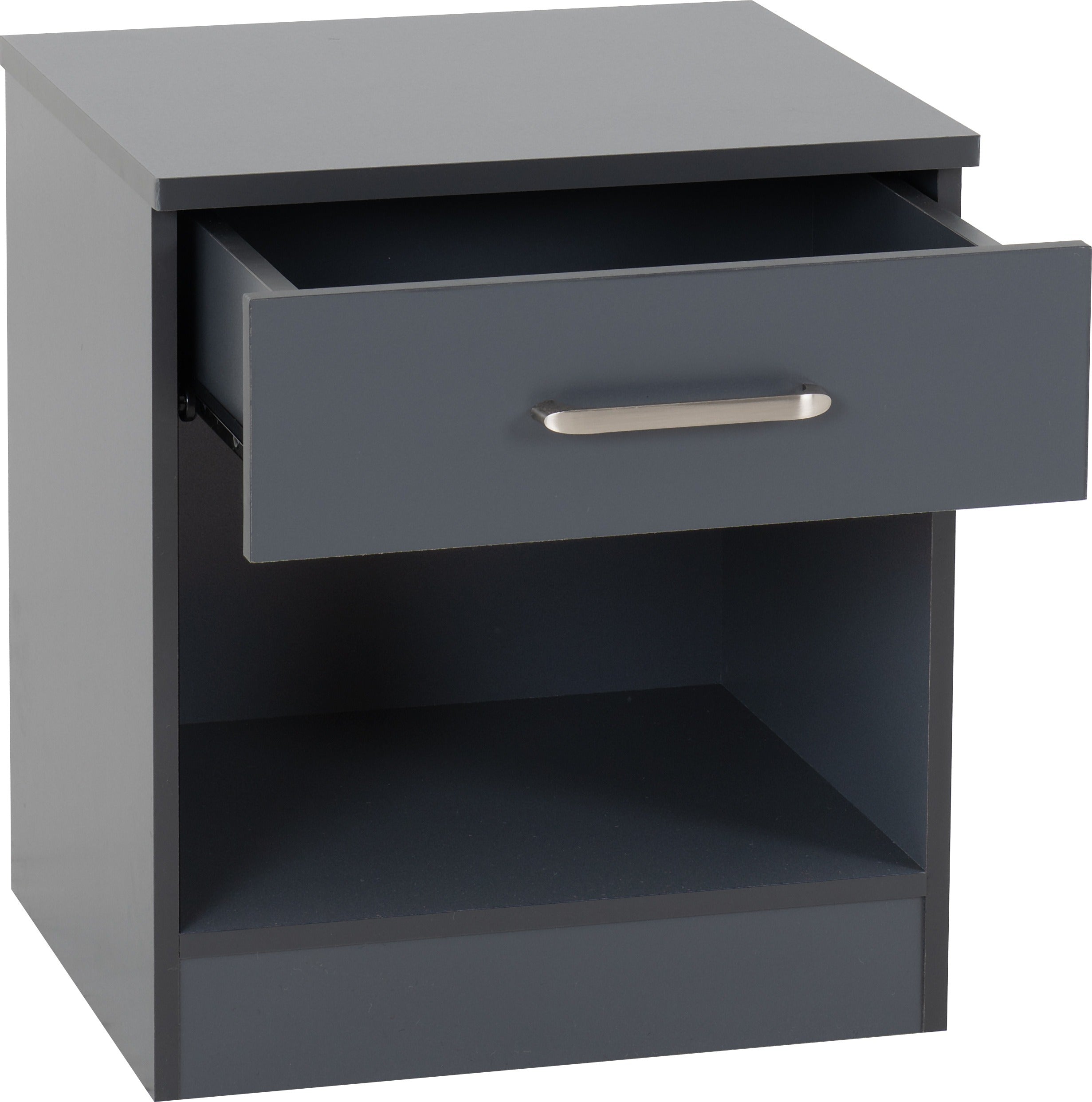 Dakota 1 Drawer Bedside Table - Dark Grey