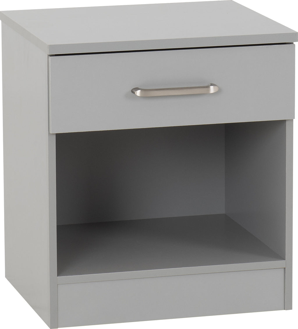 Dakota 1 Drawer Bedside Table - Light Grey