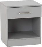 Dakota 1 Drawer Bedside Table - Light Grey
