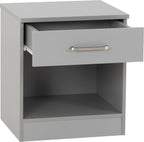 Dakota 1 Drawer Bedside Table - Light Grey