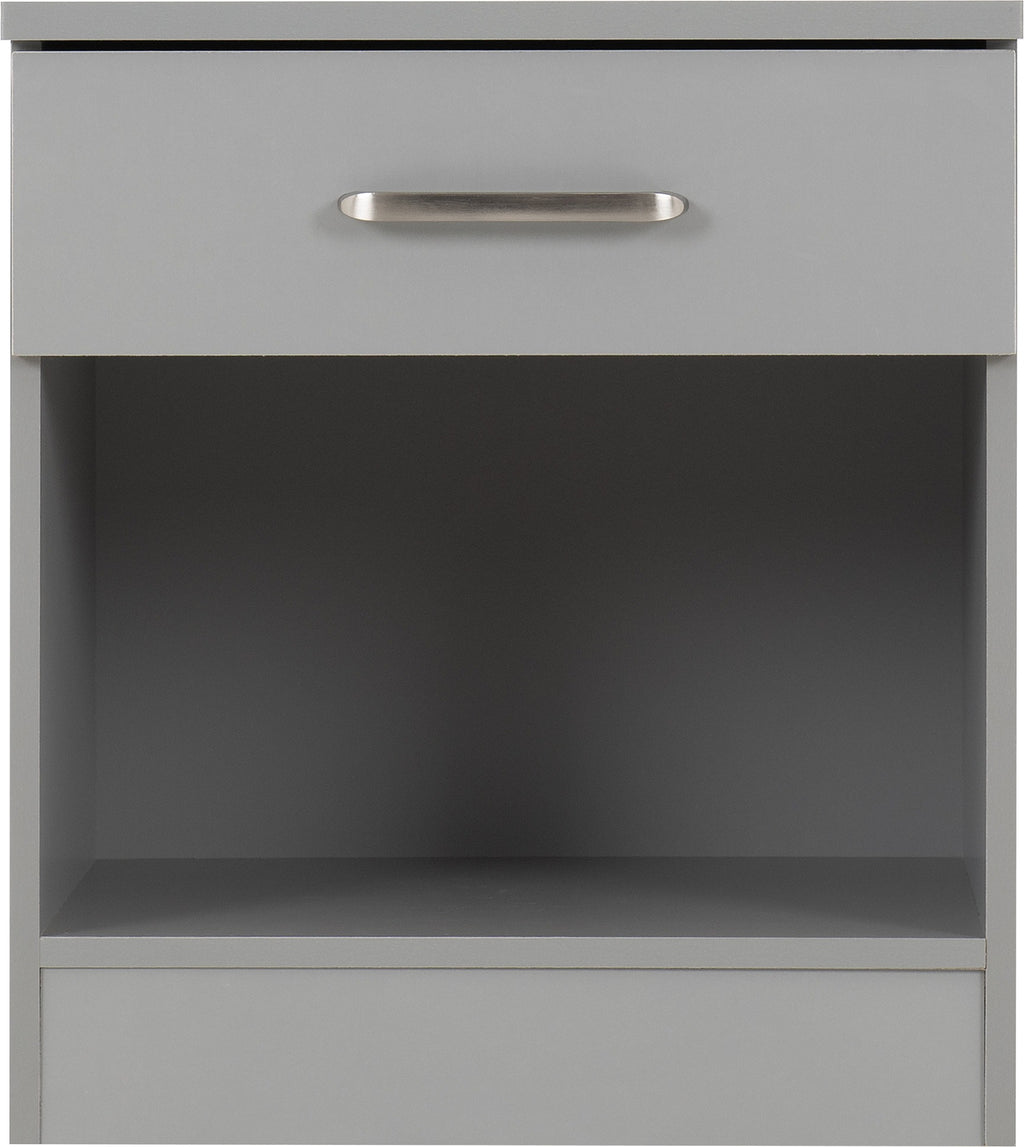 Dakota 1 Drawer Bedside Table - Light Grey
