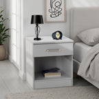 Dakota 1 Drawer Bedside Table - Light Grey
