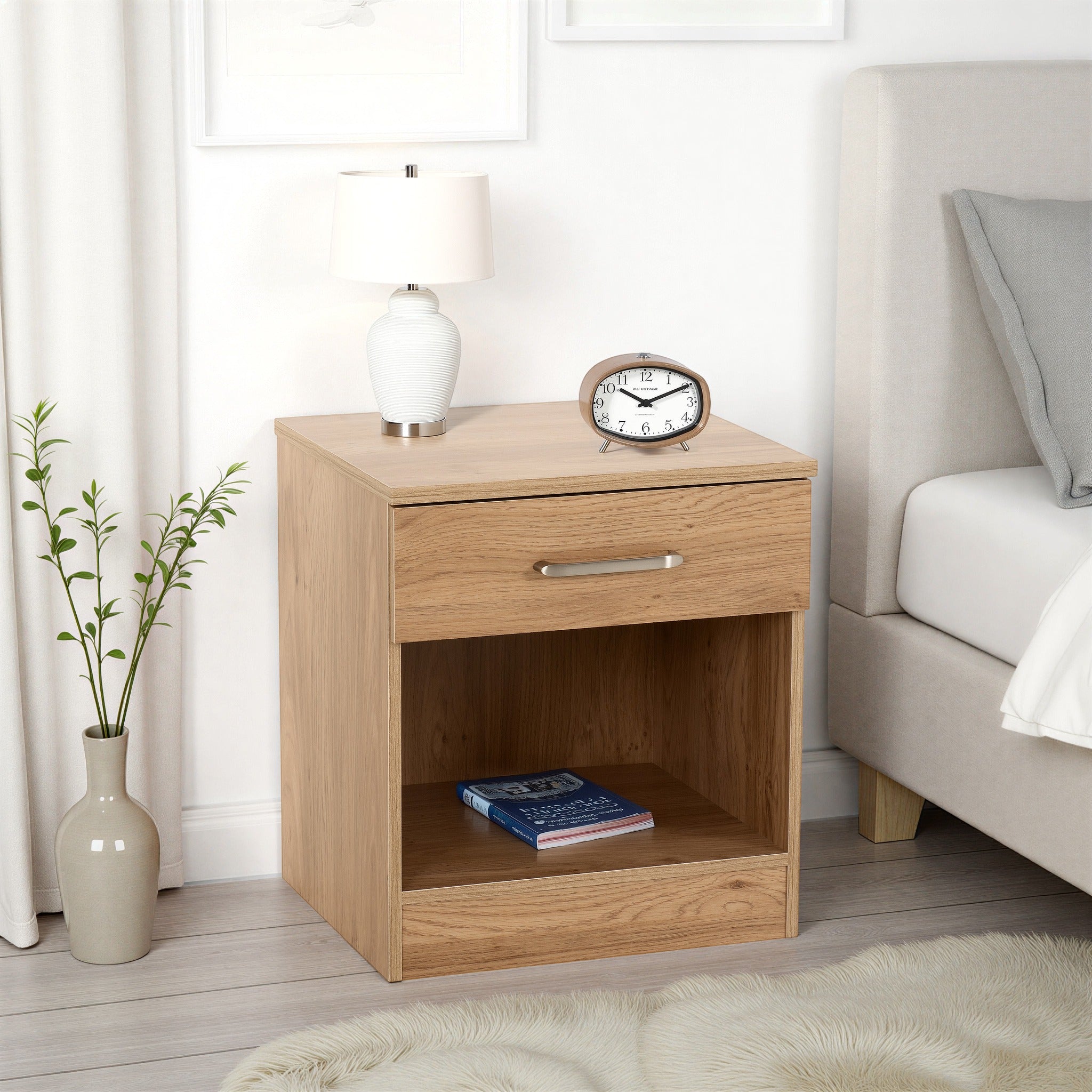 Dakota 1 Drawer Bedside Table - Oak Effect