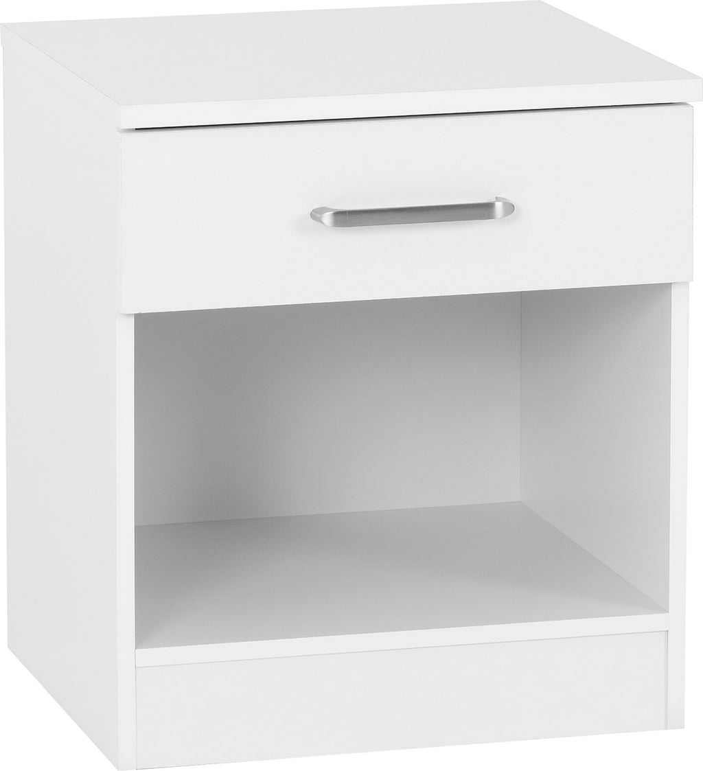 Dakota 1 Drawer Bedside Table - White