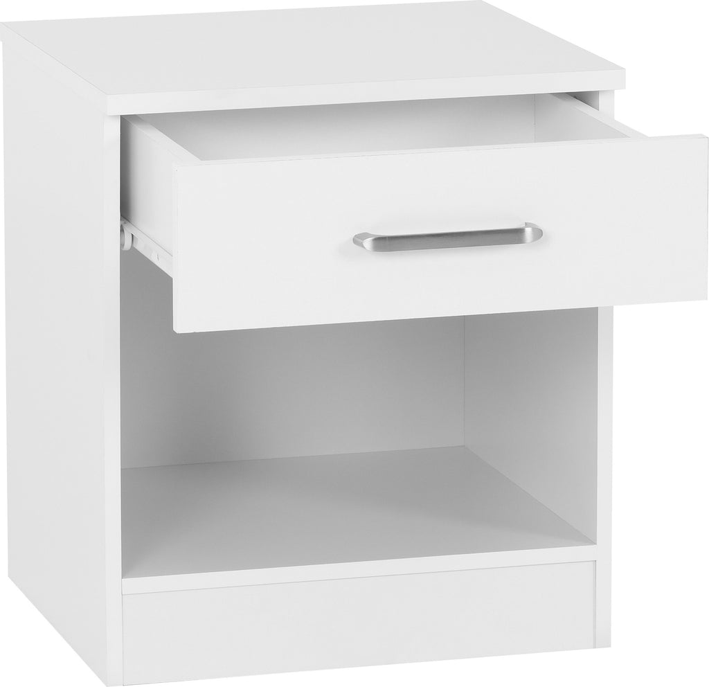 Dakota 1 Drawer Bedside Table - White