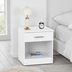 Dakota 1 Drawer Bedside Table - White