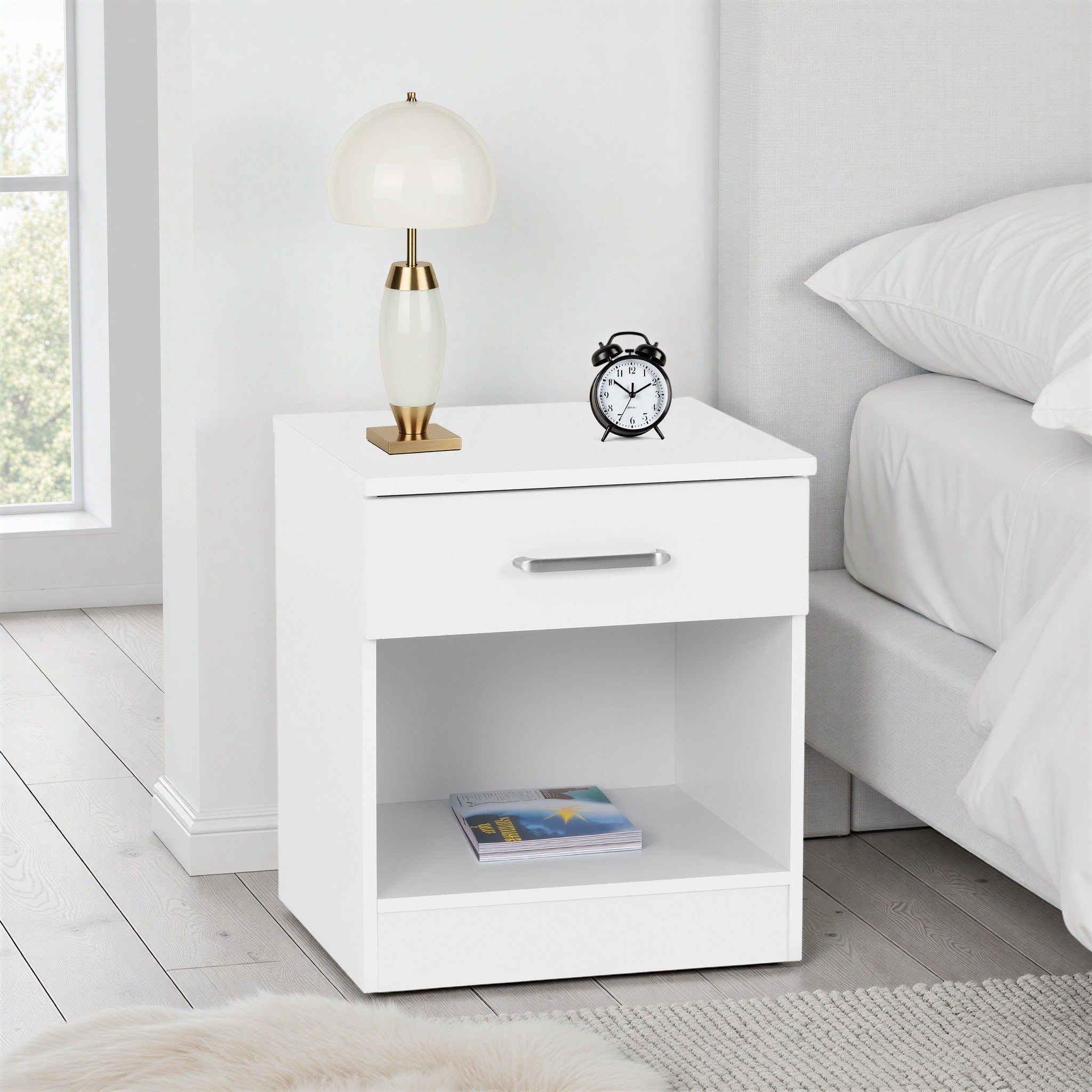 Dakota 1 Drawer Bedside Table - White