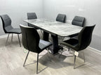 Zermatt Extendable Dining Table Grey Ceramic With 6 Zermatt Chairs