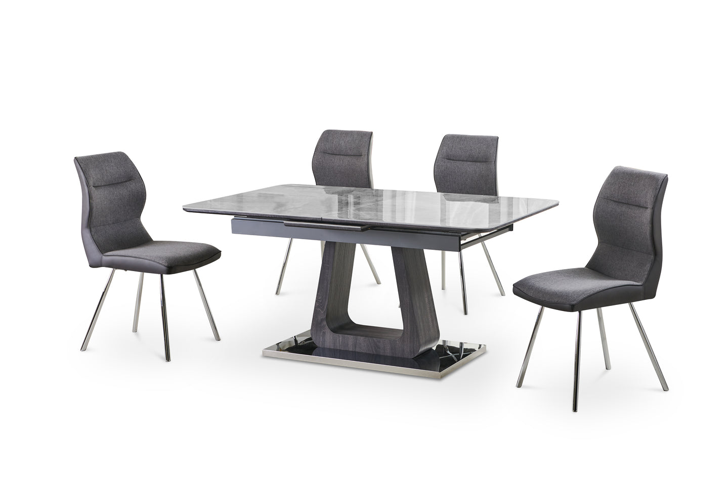Zermatt 120cm Dining Table Grey Ceramic With 4 Zermatt Chairs