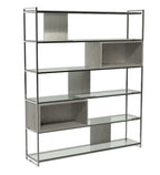 Bookshelf with glass shelves on a white background