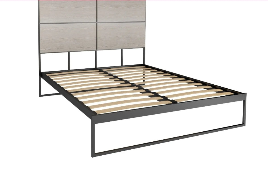 Federico King Bed & Headboard - Black/Oak no mattress