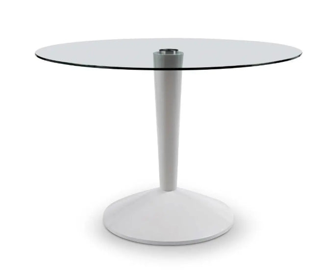Iona Large Round Dining Table - White/Glass 