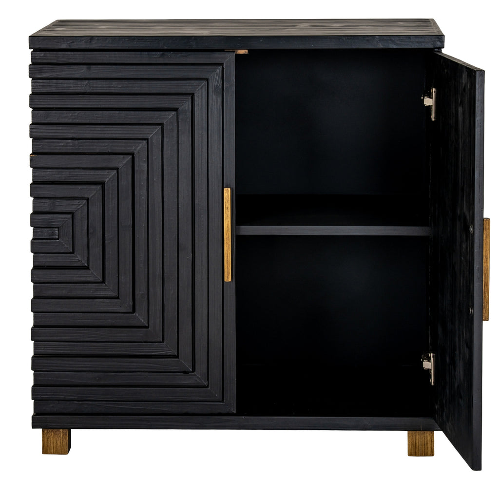 Lennox Black 2 Door Side Cupboard open