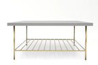 Alberto Square Coffee Table White With Brass Accent