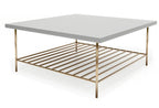 Alberto Square Coffee Table White With Brass Accent