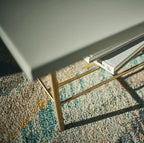 Alberto Square Coffee Table White With Brass Accent