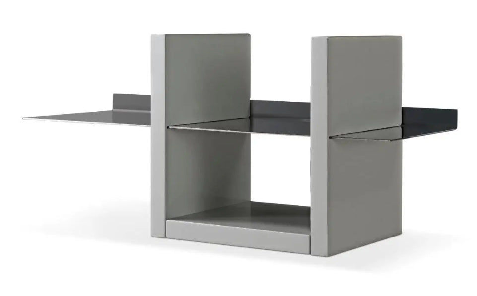 Alberto Grey & Dark Chrome Accent Wall Shelf Unit