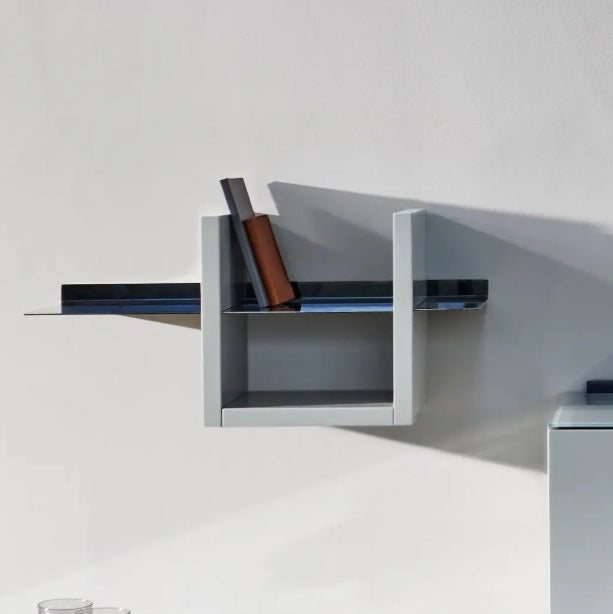 Alberto Grey & Dark Chrome Accent Wall Shelf Unit
