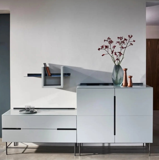 Alberto Grey & Dark Chrome Accent Wall Shelf Unit