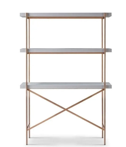 Adriana Bronze Frame & White Desk & Bookshelf