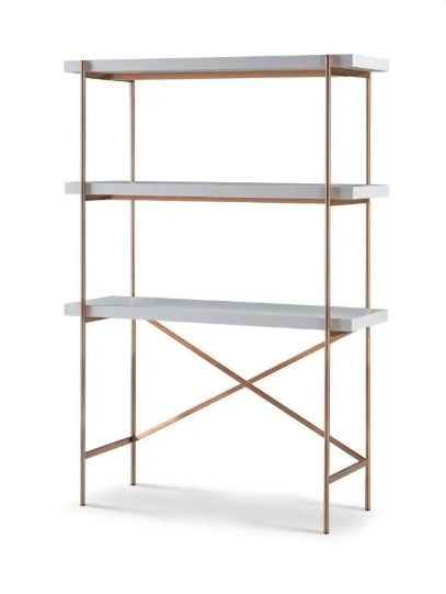 Adriana Bronze Frame & White Desk & Bookshelf