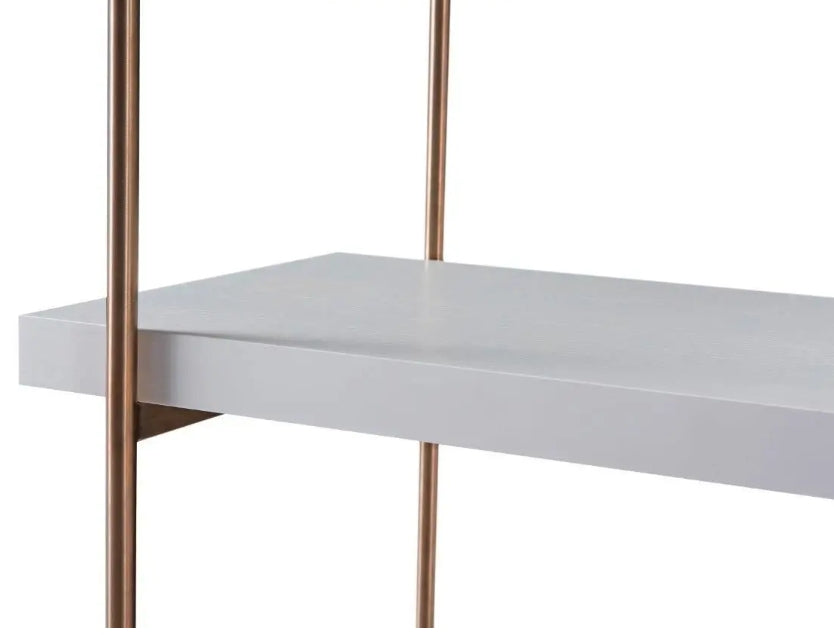 Adriana Bronze Frame & White Desk & Bookshelf