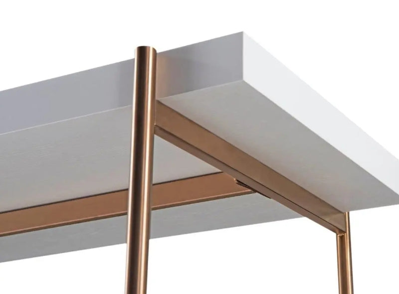 Adriana Bronze Frame & White Desk & Bookshelf