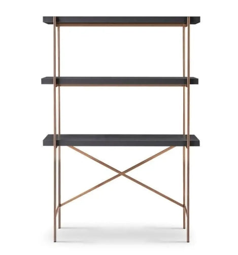 Adriana Bronze Frame & Grey Desk & Bookshelf