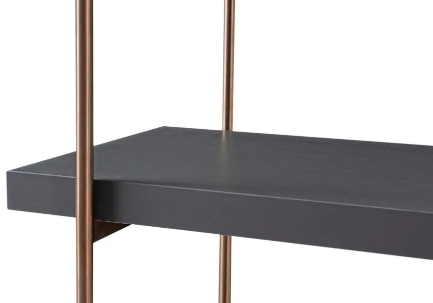 Adriana Bronze Frame & Grey Desk & Bookshelf