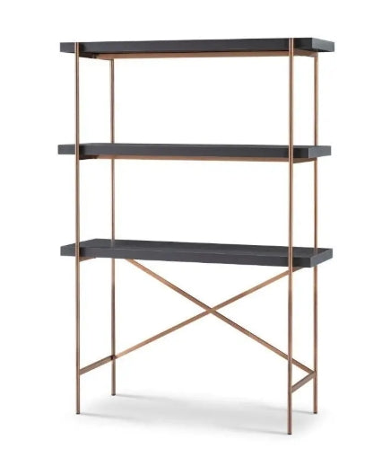 Adriana Bronze Frame & Grey Desk & Bookshelf