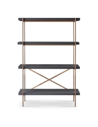 Adriana Bookshelf - Bronze Frame And Grey Shelves