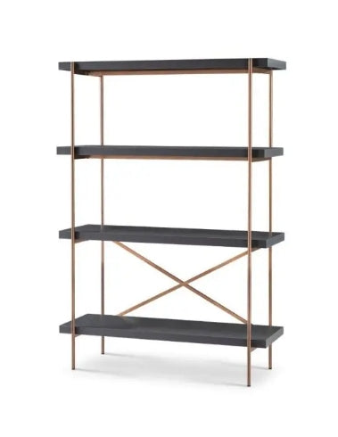 Adriana Bookshelf - Bronze Frame And Grey Shelves