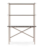 Adriana Desk & Bookshelf - Bronze Frame, Black Marble Desk & Antiqued Glass Shelves