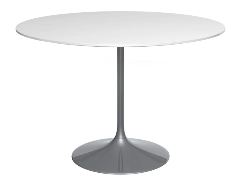 Swan Large Circular Dining Table - White And Dark Chrome