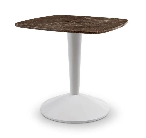Iona Small Square Dining Table - White/ Brown
