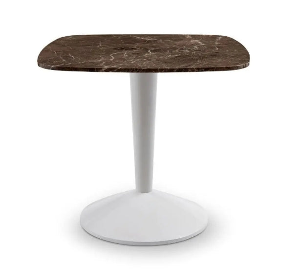 Iona Small Square Dining Table - White/ Brown