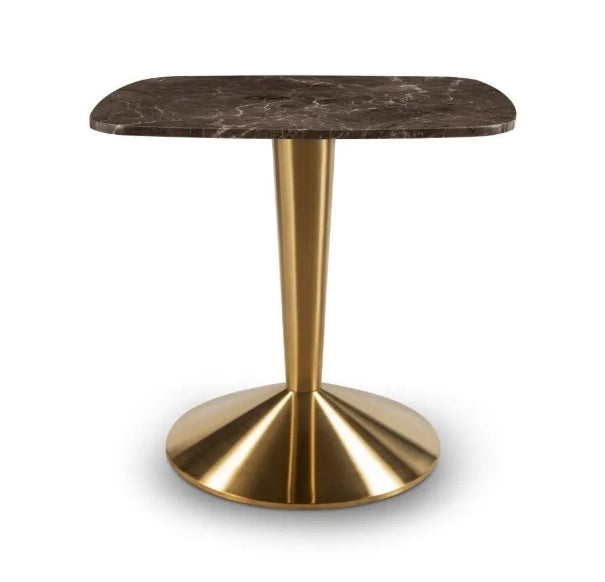 Iona Small Square Dining Table - Brass/Brown
