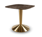 Iona Small Square Dining Table - Brass/Brown