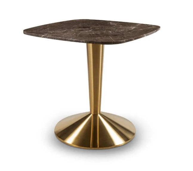 Iona Small Square Dining Table - Brass/Brown