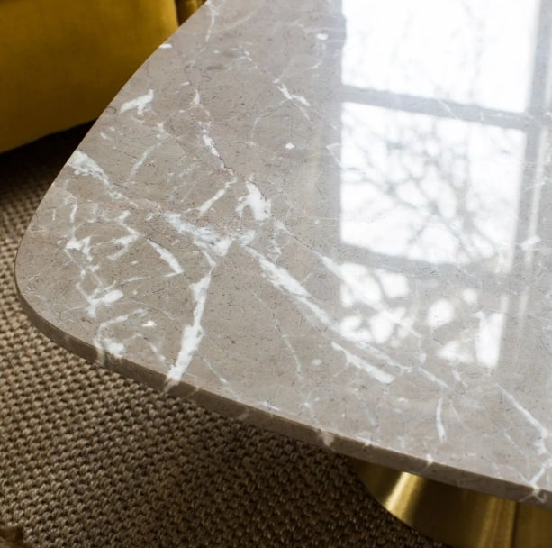 Oscar Small Square Dining Table - Brown/ Brass