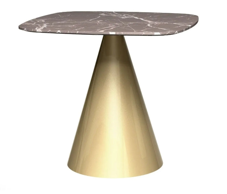 Oscar Small Square Dining Table - Brown/ Brass