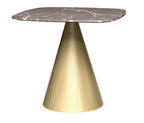 Oscar Small Square Dining Table - Brown/ Brass