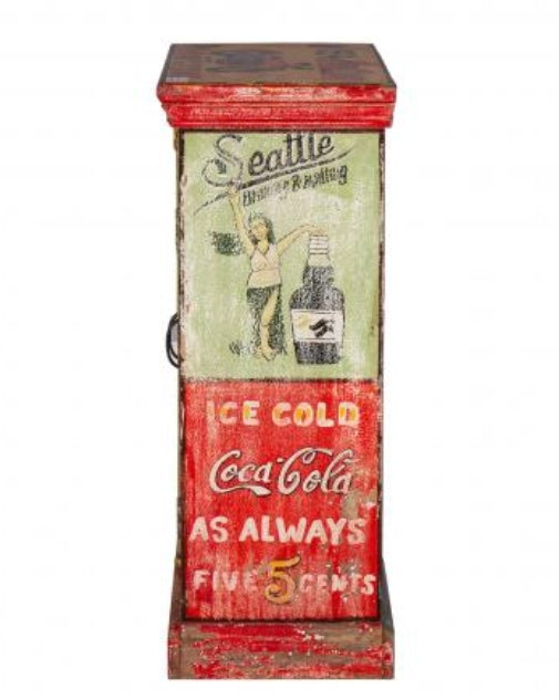Hand Painted Vintage Ad 2 Door Cabinet