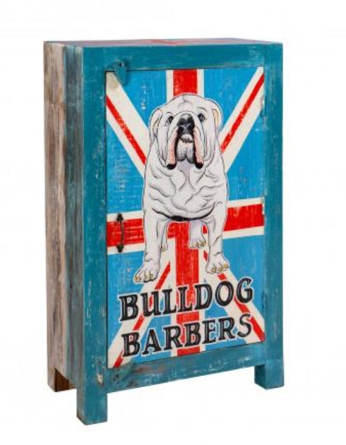 Hand Painted British Bulldog Narrow 1 Door Cabinet