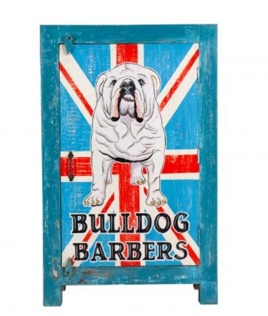 Hand Painted British Bulldog Narrow 1 Door Cabinet